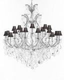 Swarovski Crystal Trimmed Chandelier Lighting Chandeliers H52" X W46" Dressed with Large, Luxe Crystals - Great for the Foyer, Entry Way, Living Room, Family Room & More w/Black Shades - A83-B90/CS/BLACKSHADES/52/2MT/24+1SW