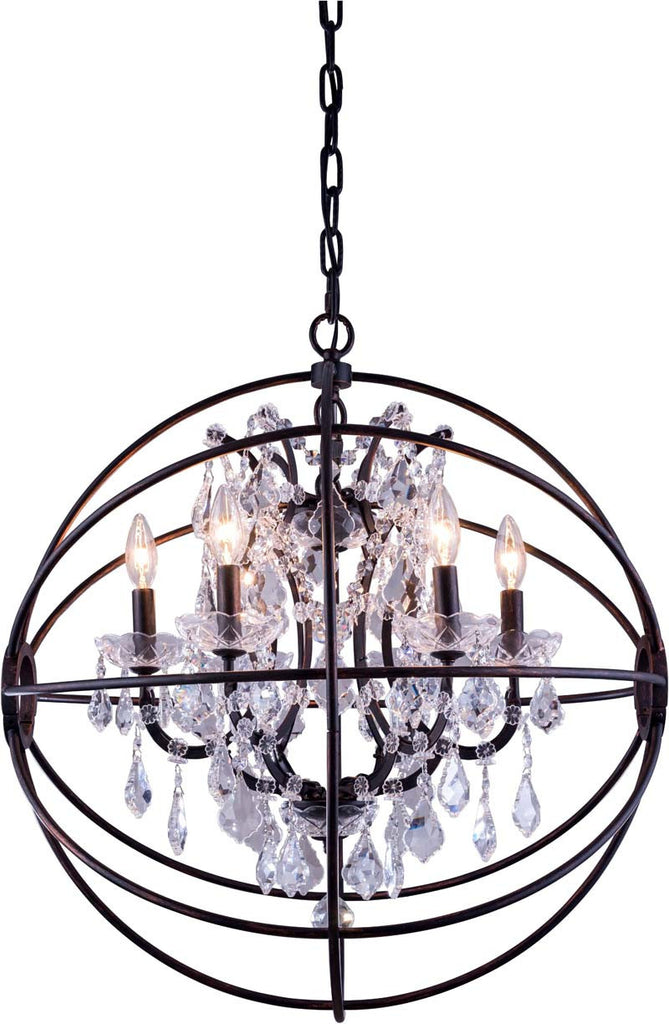 C121-1130D25DB/RC By Elegant Lighting - Geneva Collection Dark Bronze Finish 6 Lights Pendant lamp