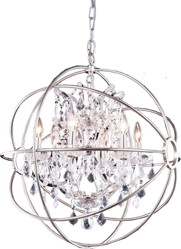 C121-1130D25PN/RC By Elegant Lighting Urban Collection 6 Light Pendent lamp Polished nickel Finish