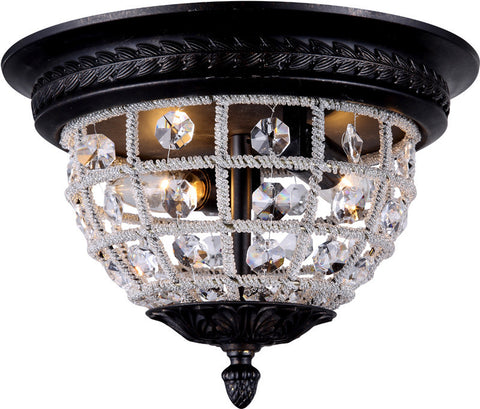 C121-1205F12DB/RC By Elegant Lighting - Olivia Collection Dark Bronze Finish 2 Lights Flush Mount