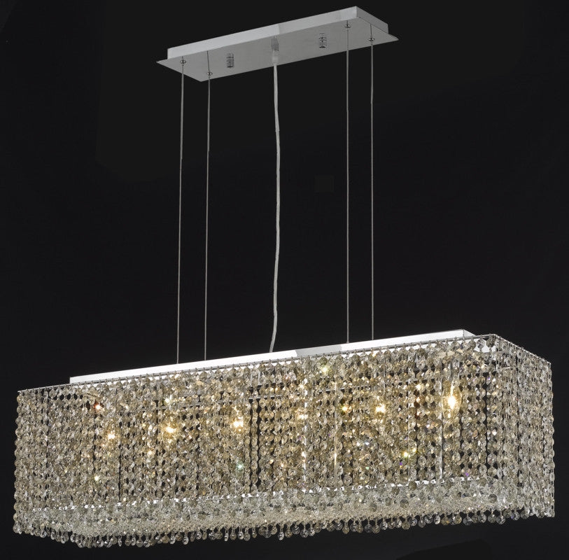 C121-1291D38C-BO/RC By Elegant Lighting Moda Collection 6 Light Chandeliers Chrome Finish