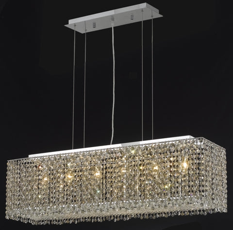 C121-1291D38C-RO/RC By Elegant Lighting Moda Collection 6 Light Chandeliers Chrome Finish