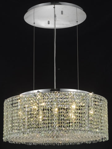 C121-1293D26C-LP/RC By Elegant Lighting Moda Collection 9 Light Chandeliers Chrome Finish