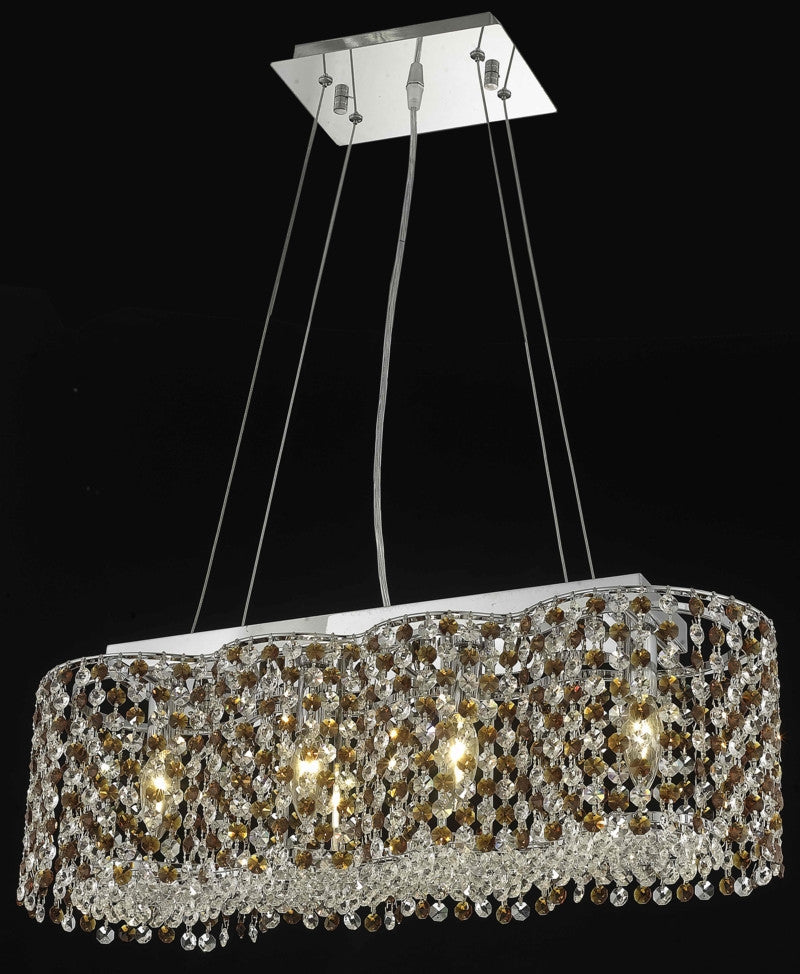 C121-1295D24C-LP/RC By Elegant Lighting Moda Collection 4 Light Chandeliers Chrome Finish