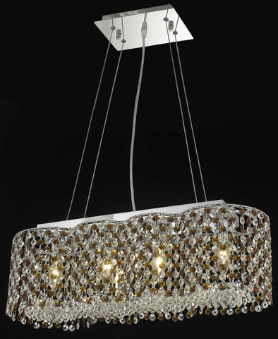 C121-1295D24C-TO/RC By Elegant Lighting Moda Collection 4 Light Chandeliers Chrome Finish