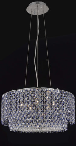 C121-1298D24C-LT/RC By Elegant Lighting Moda Collection 5 Light Chandeliers Chrome Finish