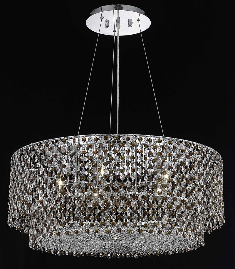 C121-1298D28C-JT/RC By Elegant Lighting Moda Collection 5 Light Chandeliers Chrome Finish