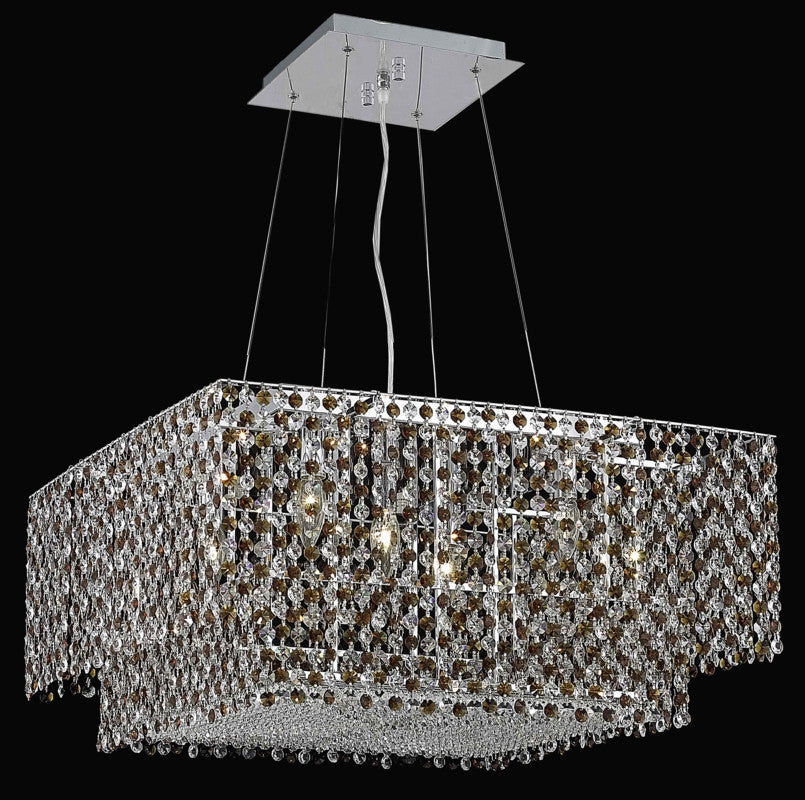 C121-1299D24C-LT/RC By Elegant Lighting Moda Collection 4 Light Chandeliers Chrome Finish