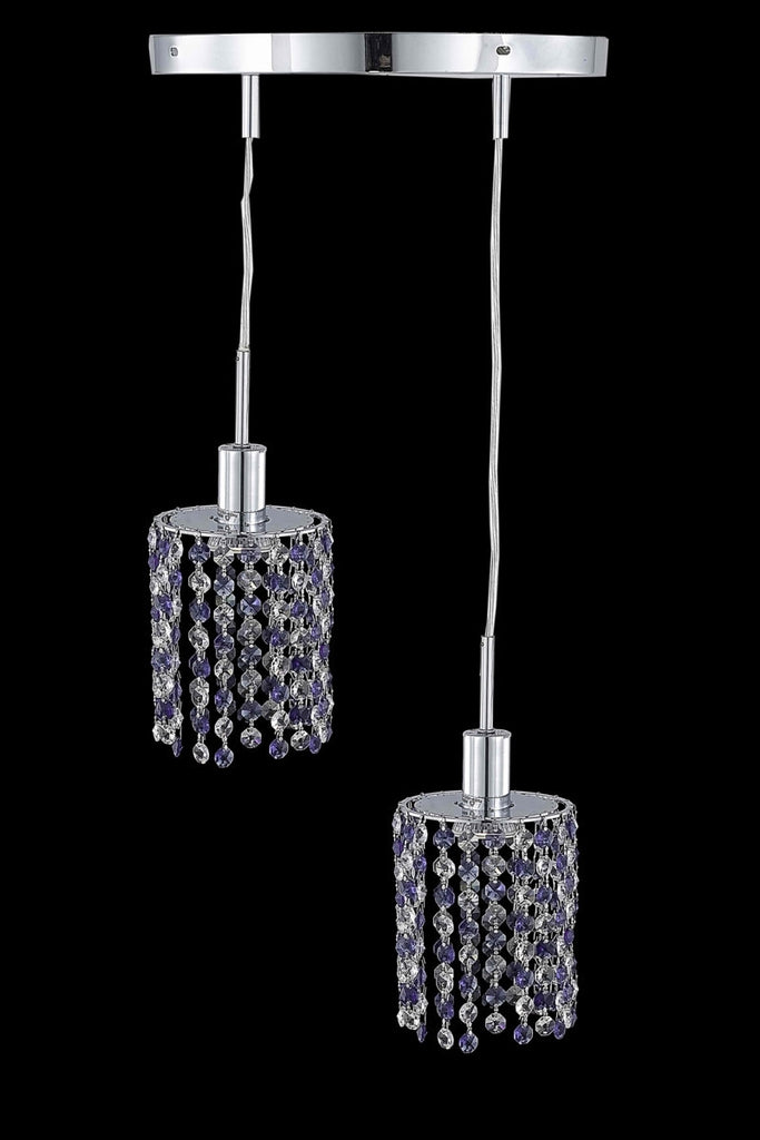 C121-1382D-R-R-BO/RC By Elegant Lighting Mini Collection 2 Light Pendants Chrome Finish