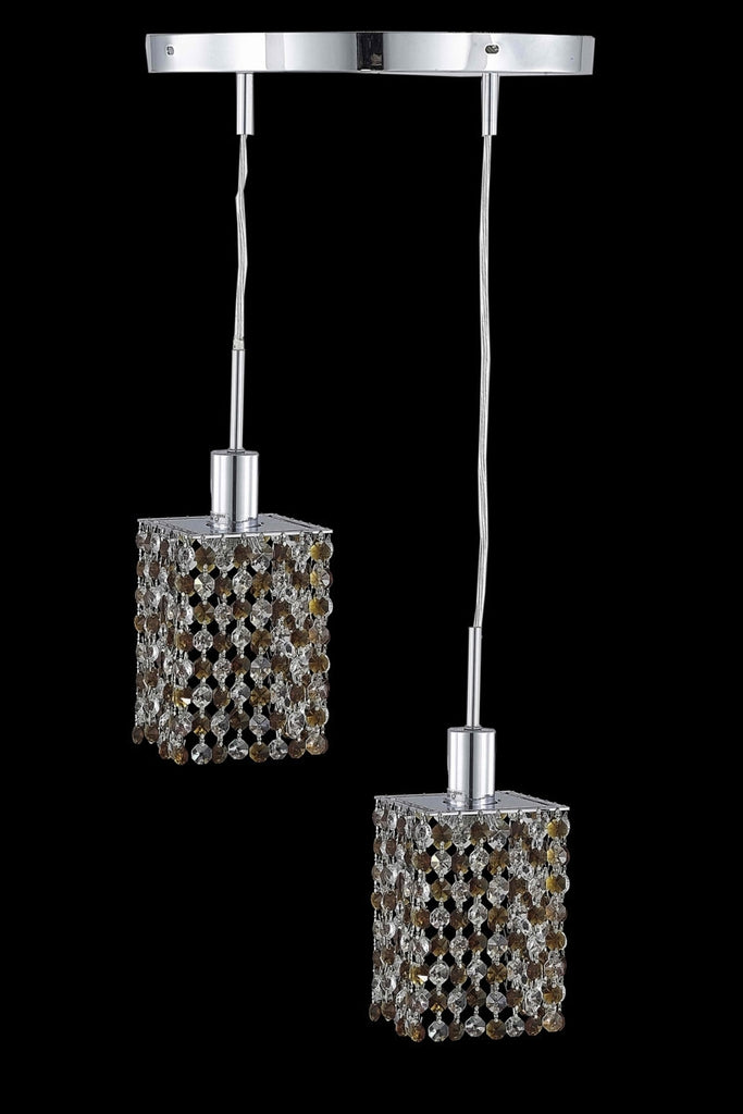 C121-1382D-R-S-TO/RC By Elegant Lighting Mini Collection 2 Light Pendants Chrome Finish