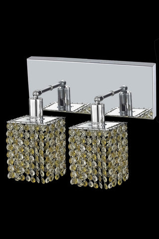 C121-1382W-O-S-LT/RC By Elegant Lighting Mini Collection 2 Light Wall Sconces Chrome Finish