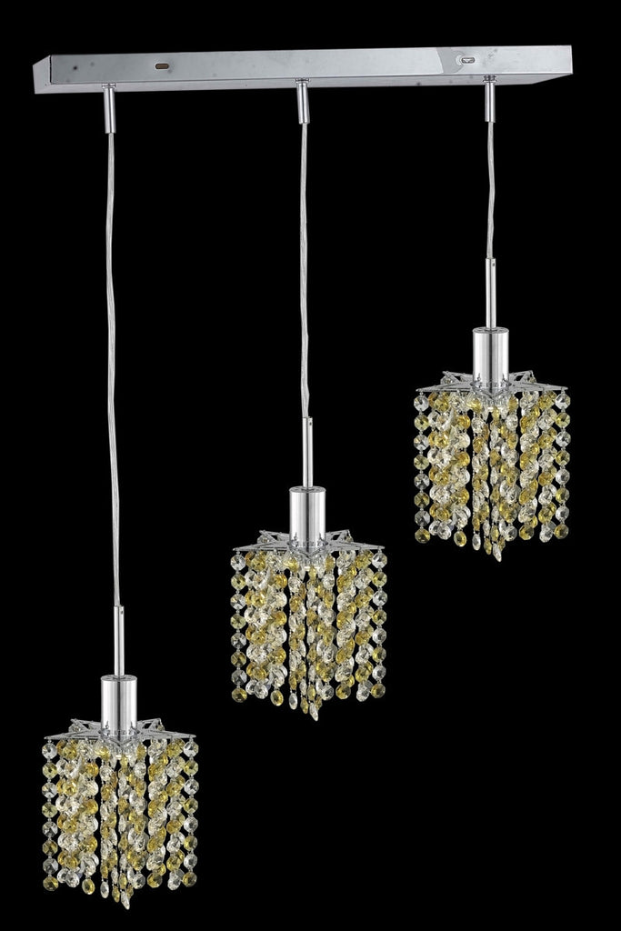 C121-1383D-O-P-TO/RC By Elegant Lighting Mini Collection 3 Light Pendants Chrome Finish