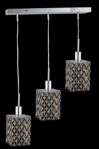 C121-1383D-O-S-GT/RC By Elegant Lighting Mini Collection 3 Light Pendants Chrome Finish