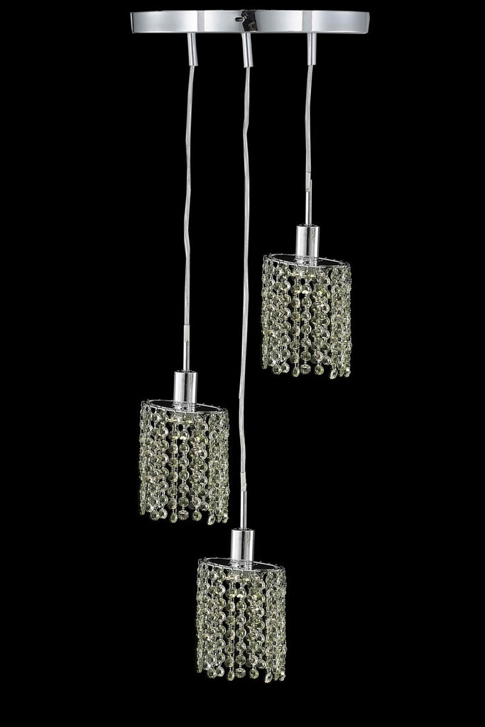 C121-1383D-R-E-BO/RC By Elegant Lighting Mini Collection 3 Light Pendants Chrome Finish