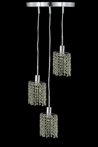 C121-1383D-R-E-RO/RC By Elegant Lighting Mini Collection 3 Light Pendants Chrome Finish