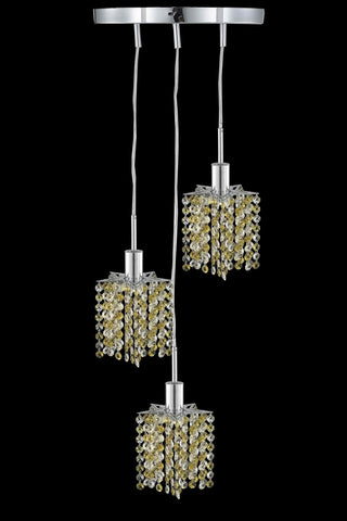 C121-1383D-R-P-LP/RC By Elegant Lighting Mini Collection 3 Light Pendants Chrome Finish