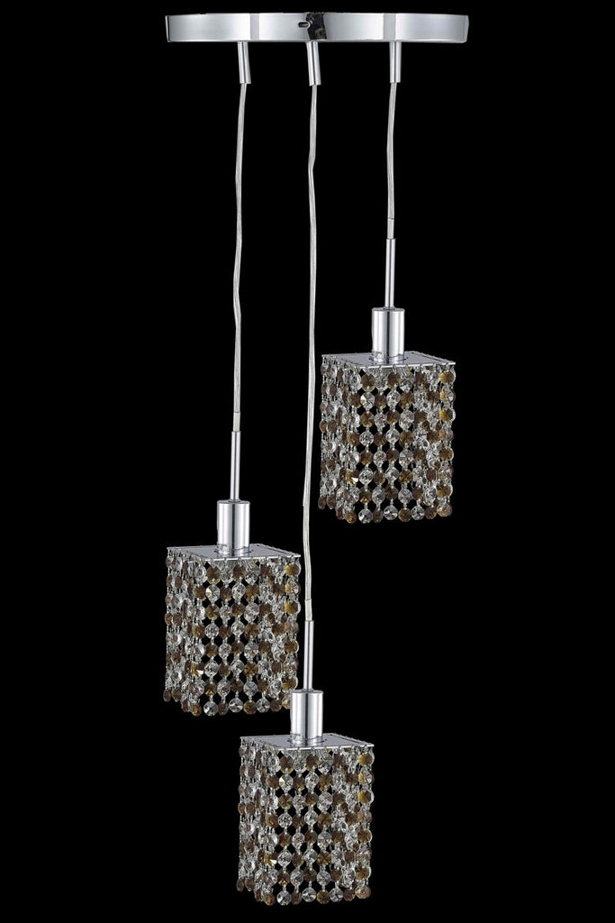 C121-1383D-R-S-JT/RC By Elegant Lighting Mini Collection 3 Light Pendants Chrome Finish