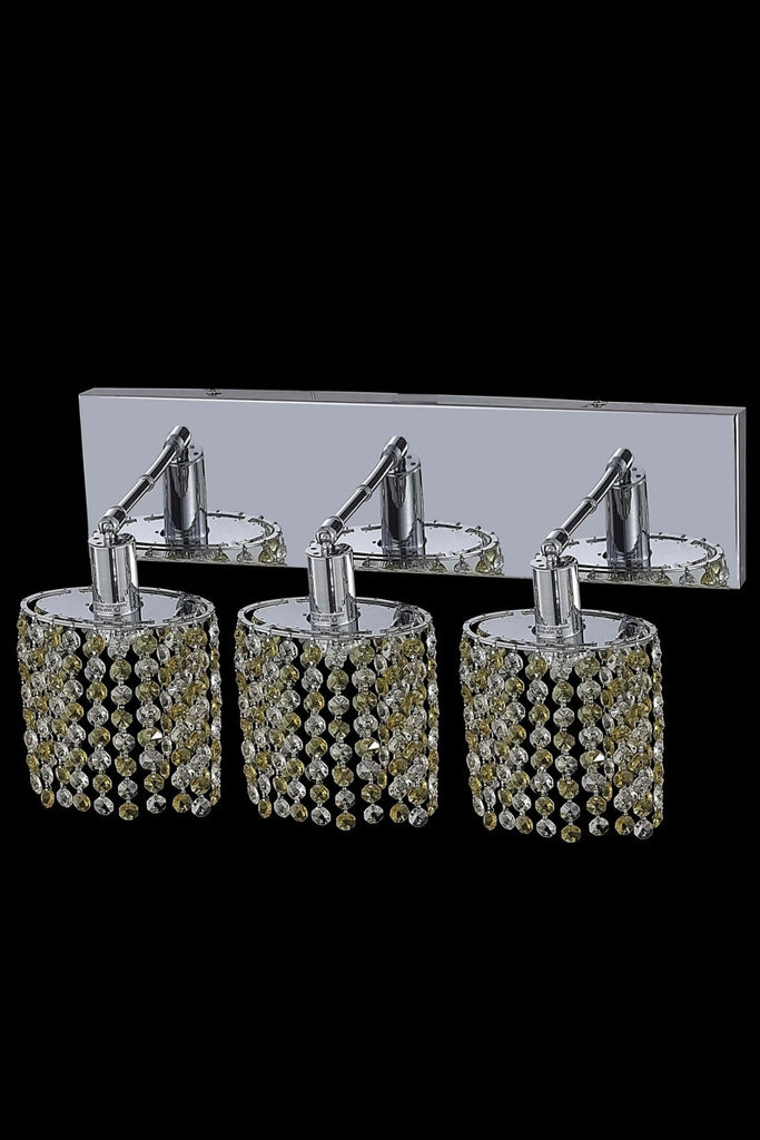 C121-1383W-O-E-GT/RC By Elegant Lighting Mini Collection 3 Light Wall Sconces Chrome Finish