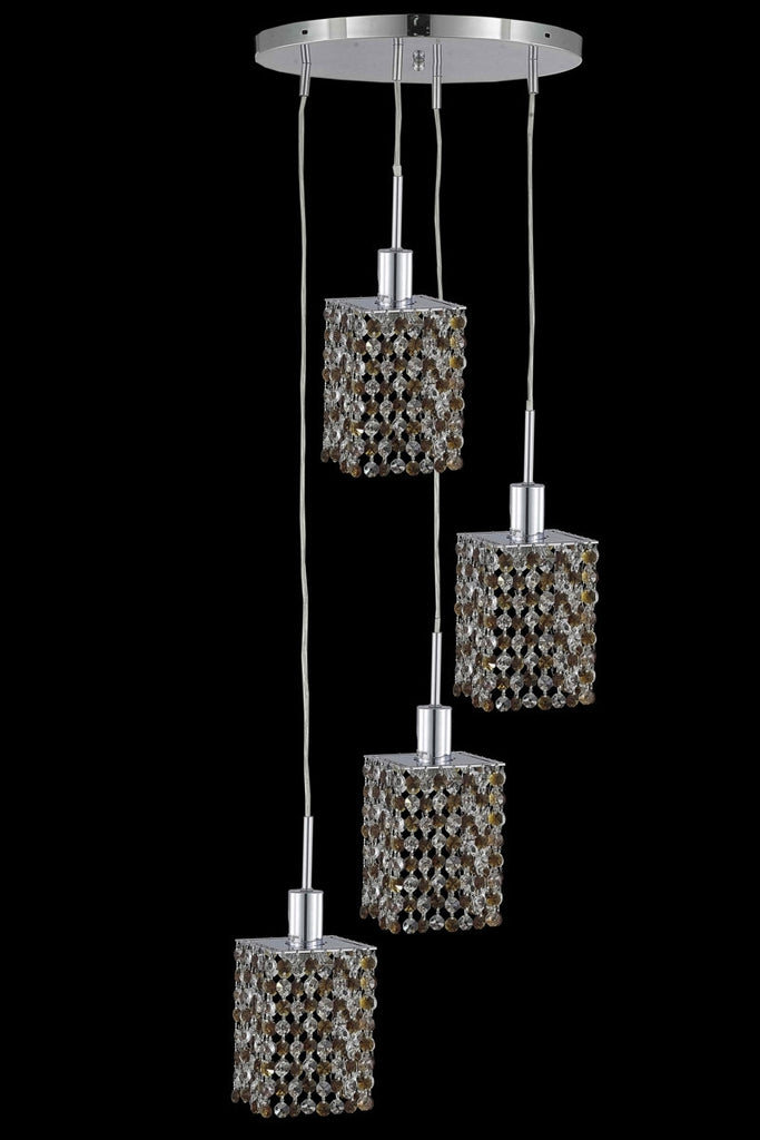 C121-1384D-R-S-JT/RC By Elegant Lighting Mini Collection 4 Light Chandeliers Chrome Finish