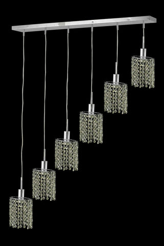 C121-1386D-O-E-LP/RC By Elegant Lighting Mini Collection 6 Light Chandeliers Chrome Finish