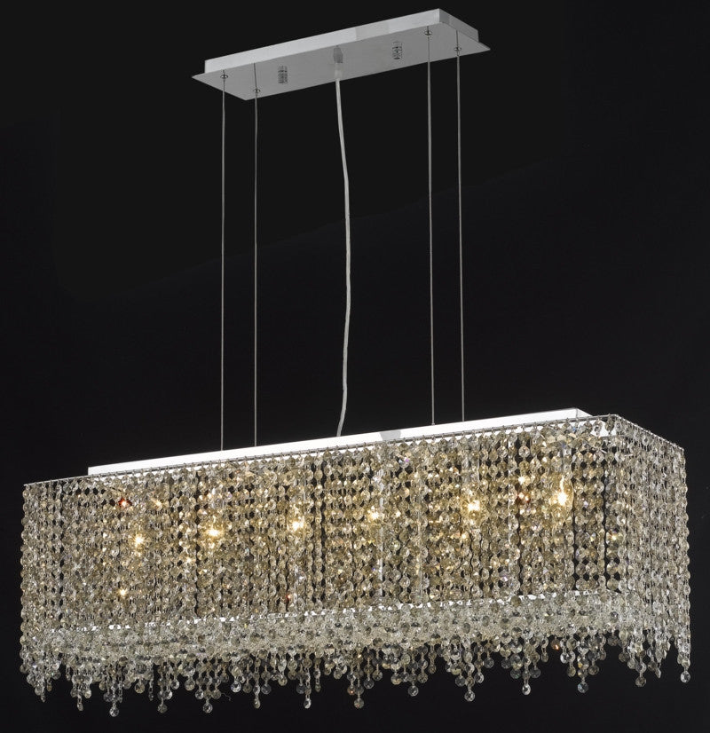 C121-1391D38C-BO/RC By Elegant Lighting Moda Collection 6 Light Chandeliers Chrome Finish