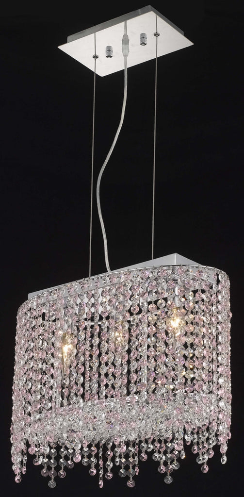 C121-1392D18C-LT/RC By Elegant Lighting Moda Collection 3 Light Chandeliers Chrome Finish