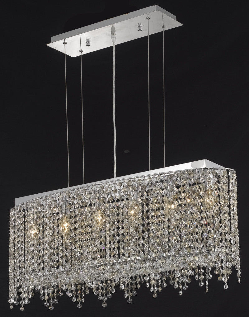 C121-1392D32C-BO/RC By Elegant Lighting Moda Collection 6 Light Chandeliers Chrome Finish