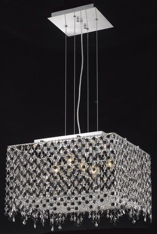 C121-1394D18C-GT/RC By Elegant Lighting Moda Collection 5 Light Chandeliers Chrome Finish