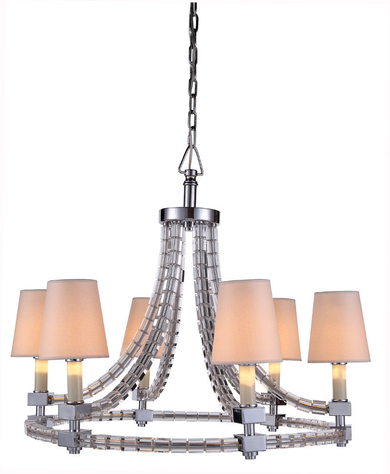 C121-1460D29PN By Elegant Lighting - Cristal Collection Polished Nickel Finish 6 Lights Pendant lamp