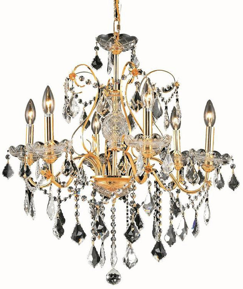 ZC121-V2015D24G/EC By Elegant Lighting - St. Francis Collection Gold Finish 6 Lights Dining Room