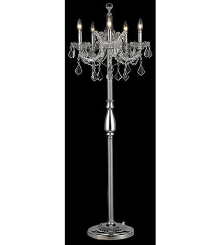 C121-2800FL19C-GT/RC By Elegant Lighting Maria Theresa Collection 5 Light Floor Lamp Chrome Finish