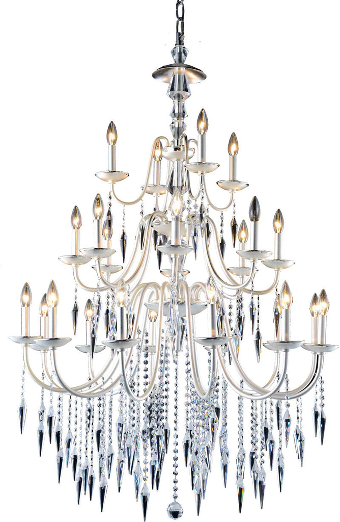 C121-5006D36PS/EC By Elegant Lighting - Gracieux Collection Polished Silver Finish 24 Lights Dining Room