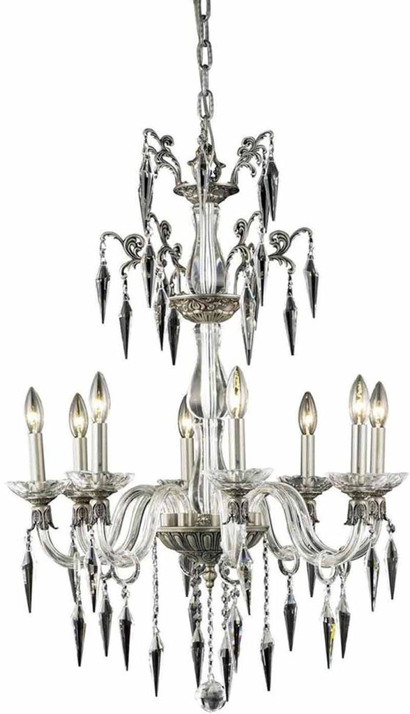 C121-5808D25PW/EC By Elegant Lighting - Grande Collection PEWTER Finish 8 Lights Dining Room