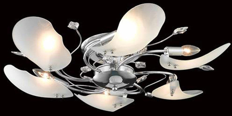 C121-7446F27C/EC By Elegant Lighting - Petal Collection Chrome Finish 6 Lights Flush Mount