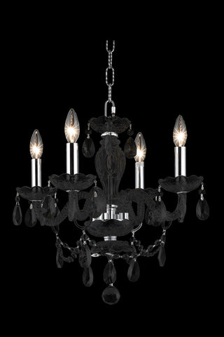 C121-7834D17B/RC By Elegant Lighting Princeton Collection 4 Light Chandeliers Black Finish