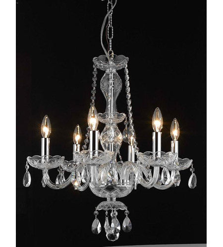 C121-7836D20C/RC+SH By Elegant Lighting Princeton Collection 6 Light Dining Room Chrome Finish