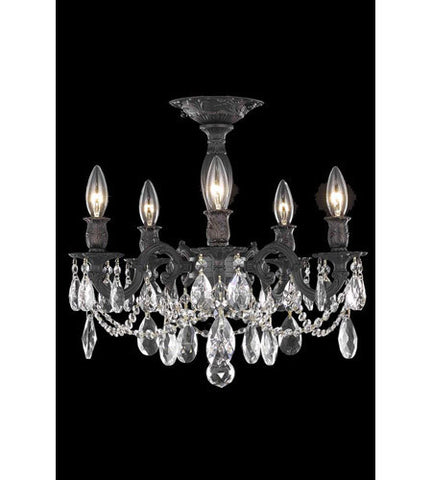 C121-8205F18DB/RC By Elegant Lighting Rosalia Collection 5 Light Flush Mount Dark Bronze Finish