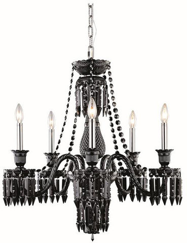 C121-8905D27SB-JT/EC By Elegant Lighting - Majestic Collection Black Finish 5 Lights Dining Room