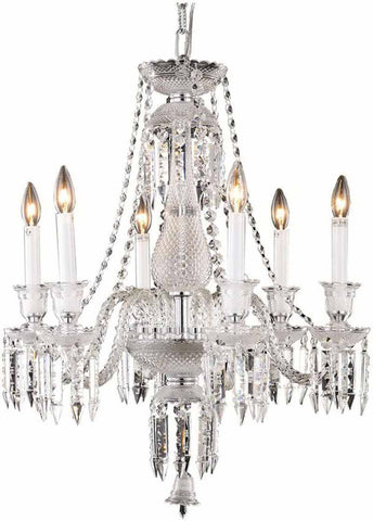 C121-8906D24C/EC By Elegant Lighting - Majestic Collection Chrome Finish 6 Lights Dining Room