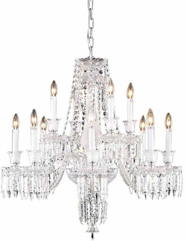 C121-8912D32C/EC By Elegant Lighting - Majestic Collection Chrome Finish 12 Lights Dining Room