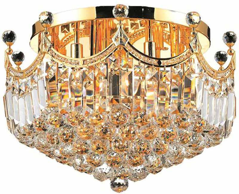 ZC121-V8949F20G/EC By Elegant Lighting - Corona Collection Gold Finish 9 Lights Flush Mount