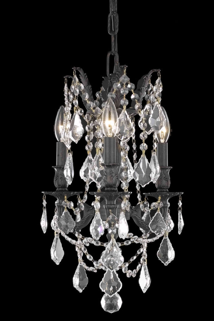 C121-9203D13DB/RC By Elegant Lighting Rosalia Collection 3 Light Chandeliers Dark Bronze Finish