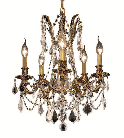 C121-9205D18FG-GS/RC By Elegant Lighting Rosalia Collection 5 Light Pendant French Gold Finish