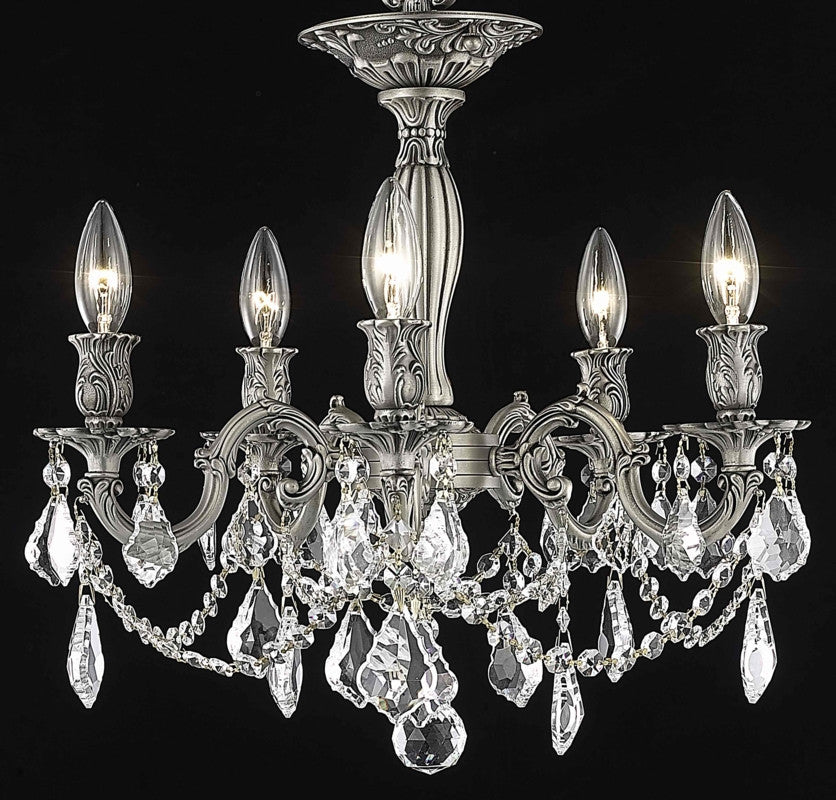 C121-9205F18PW/RC By Elegant Lighting Rosalia Collection 5 Light Flushmount Pewter Finish