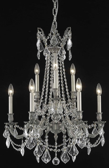 C121-9209D23PW/RC By Elegant Lighting Rosalia Collection 9 Light Chandeliers Pewter Finish