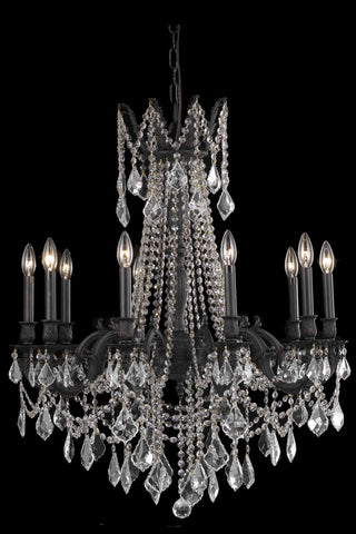 C121-9210D28DB/RC By Elegant Lighting Rosalia Collection 10 Light Chandeliers Dark Bronze Finish