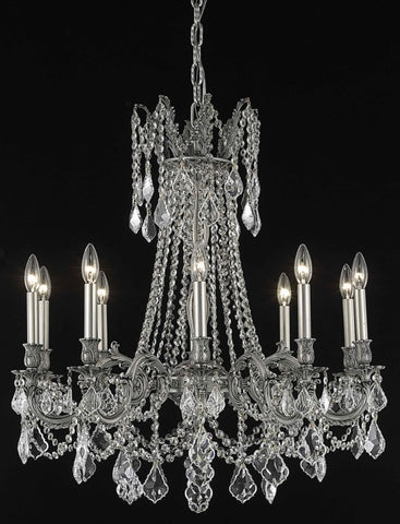 C121-9210D28PW/RC By Elegant Lighting Rosalia Collection 10 Light Chandeliers Pewter Finish