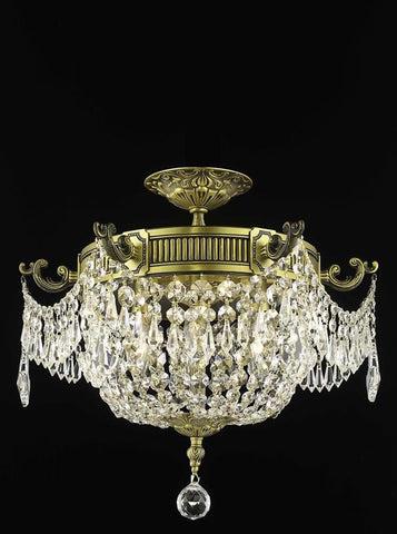 C121-9303F18AB/RC By Elegant Lighting Esperanza Collection 3 Light Flush Mount Antique Bronze Finish