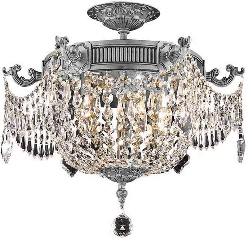 C121-9303F18PW/EC By Elegant Lighting - Esperanza Collection Pewter Finish 3 Lights Flush Mount