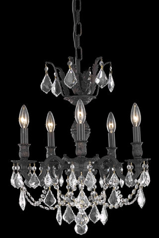 C121-9505D18DB/RC By Elegant Lighting Marseille Collection 5 Light Chandeliers Dark Bronze Finish